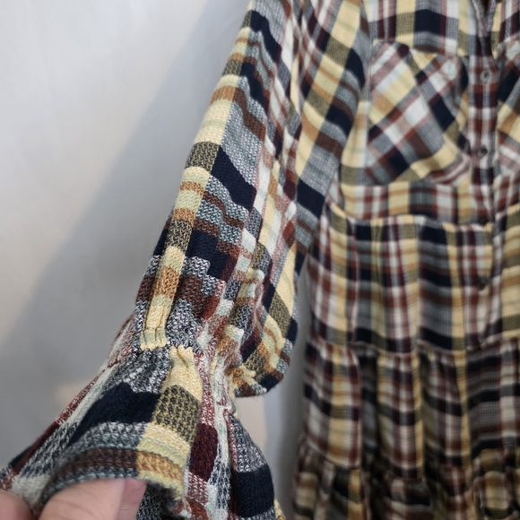 Angie Multicolor Plaid Long Sleeve Dress Small - Picture 5 of 10